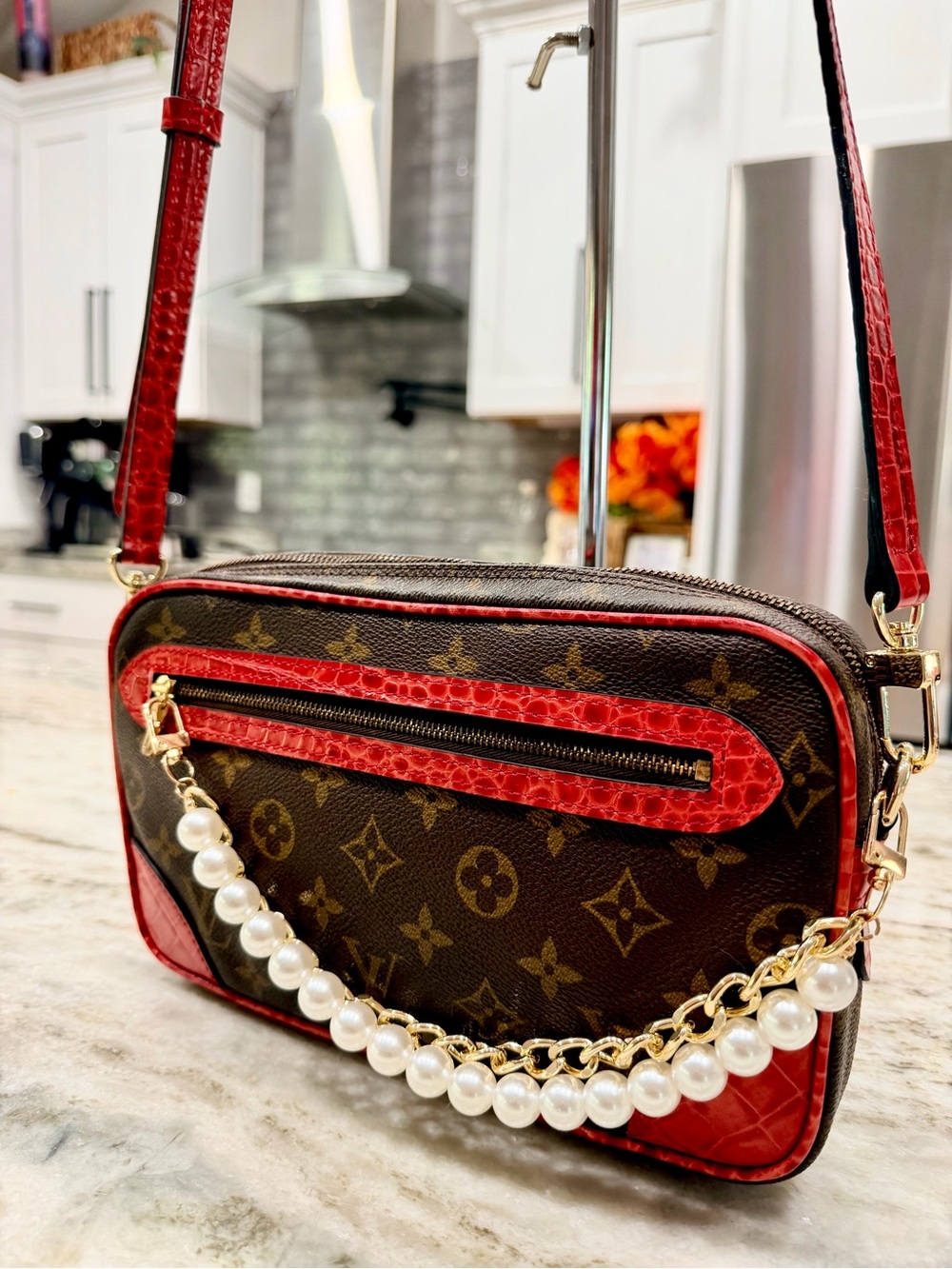 Louis Vuitton Authentic Monogram Custom Crossbody w/Crocodile Embossed Leather - Picture 13 of 14